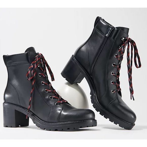 Vince Camuto Shoes - Vince Camuto Leather Lace-Up Ankle Boots - Gaviana Black Size 7W